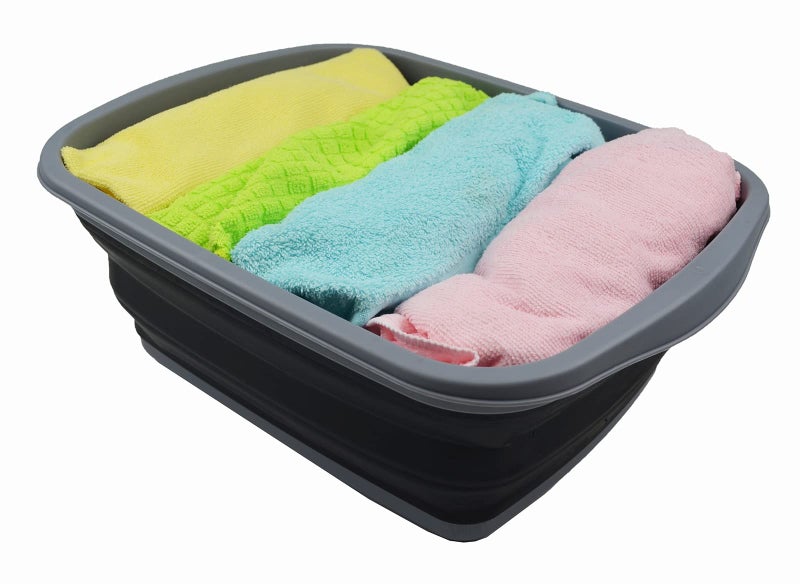 SAMMART 10L (2.6 Gallons) Collapsible Tub - Foldable Dish Tub - Portable Washing Basin - Space Saving Plastic Washtub (Dark Grey/Black, 1) - Image 4