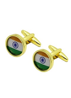 PRINTSHOP4ME Gold Color Cufflinks for Celebrating 74th Republic Day of India  - Image 1