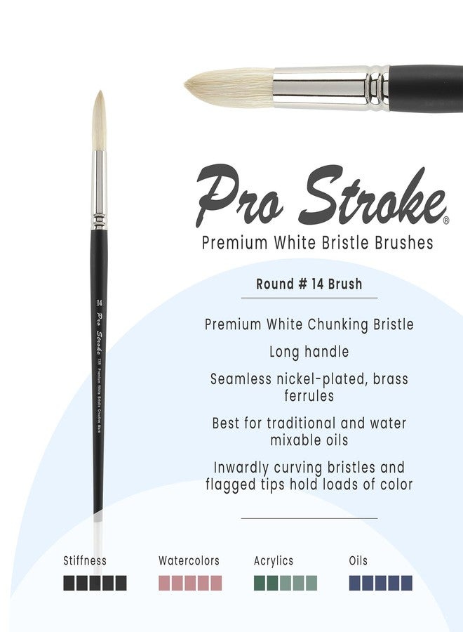 Creative Mark Pro Stroke Premium White Chungking Hog Bristle Artist Paint Brush - Round # 14 - Natural Bristle Brush w/Great Control Suitable for Oils, Watercolors, Acrylics, Alkyds, Caseins - Image 2