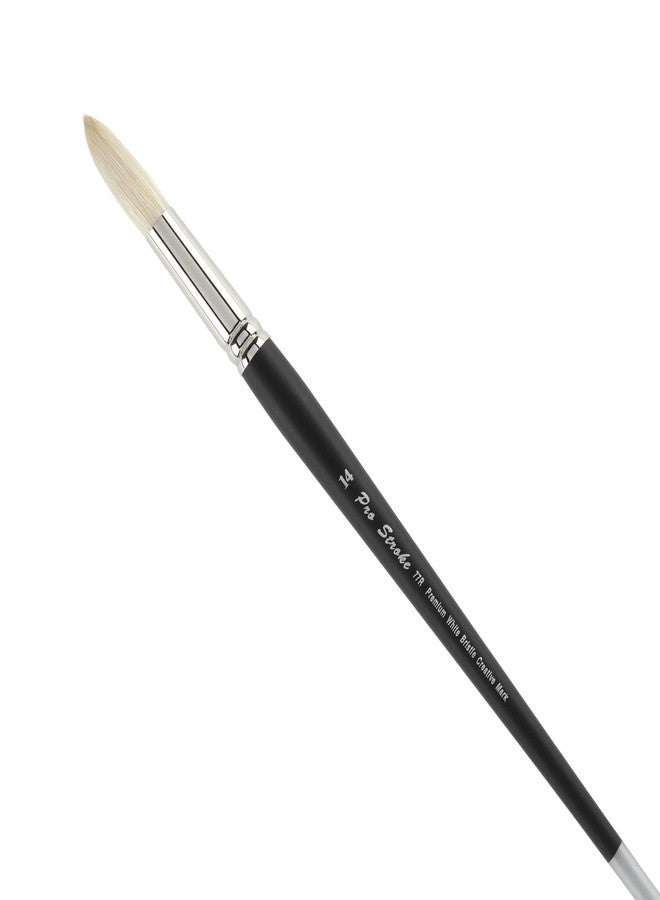 Creative Mark Pro Stroke Premium White Chungking Hog Bristle Artist Paint Brush - Round # 14 - Natural Bristle Brush w/Great Control Suitable for Oils, Watercolors, Acrylics, Alkyds, Caseins - Image 1