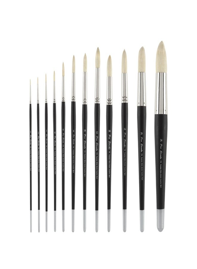 Creative Mark Pro Stroke Premium White Chungking Hog Bristle Artist Paint Brush - Round # 14 - Natural Bristle Brush w/Great Control Suitable for Oils, Watercolors, Acrylics, Alkyds, Caseins - Image 4