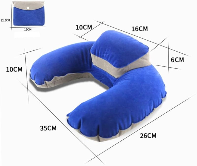 Flocking Inflatable U Shape Travel Pillow Lightweight Neck Cushion for Camping Outdoor Use Green - Image 5