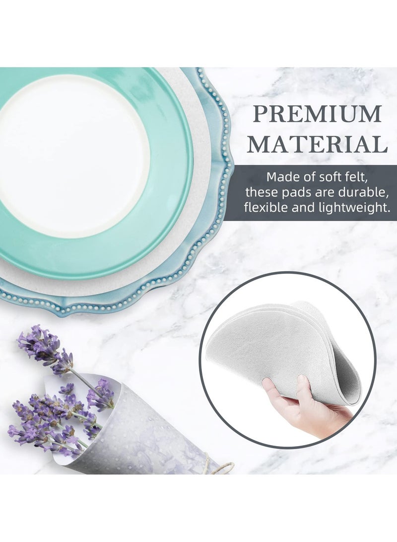 SYOSI Felt Plate Storage Dividers Protectors, 36 Pack Felt Round Plate Separators Pads Dish Storage Protectors Pads with 3 Sizes, Dish Storage Protectors Pads for Packing Stacking Cookware, White  - Image 4