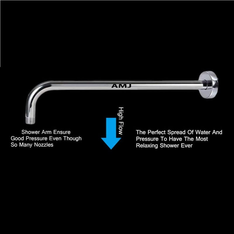 AMJ ® Heavy Premium Stainless Steel Round Shower Arm with Wall Flange (24inch) - Image 4