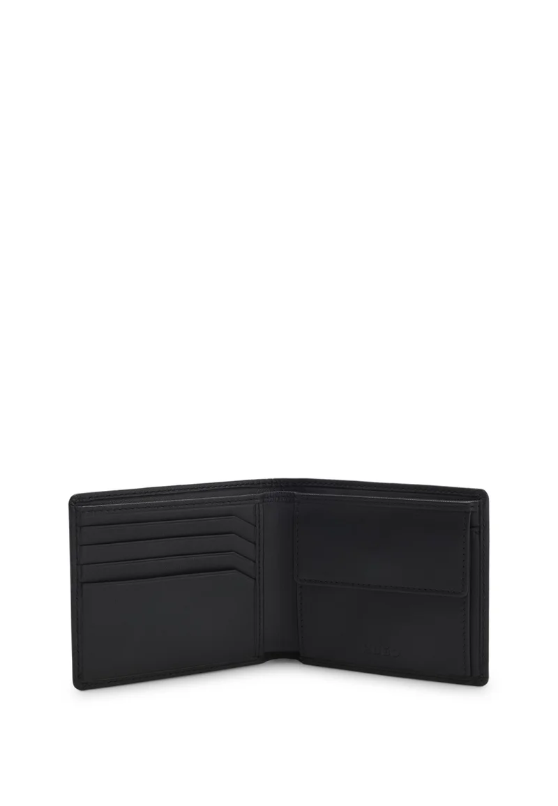 HUGO Black Leather folding wallet with contrast logo for Men | Best Price UAE
