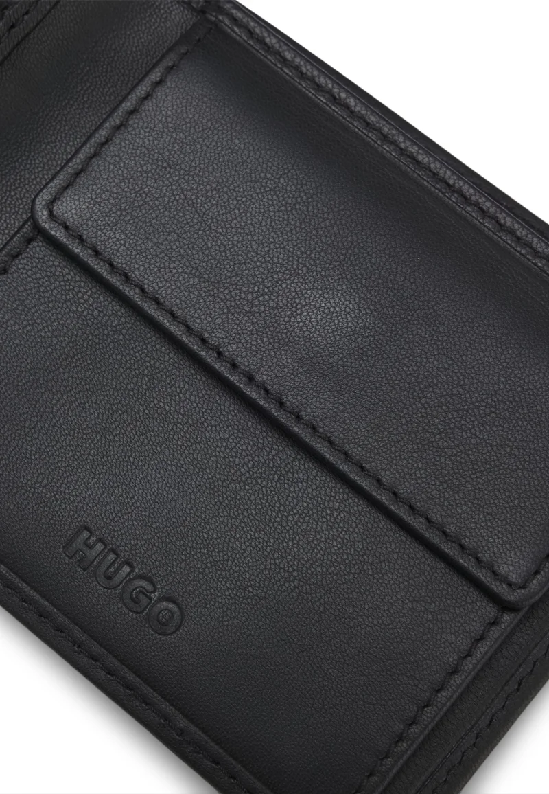 HUGO Black Leather folding wallet with contrast logo for Men | Best Price UAE