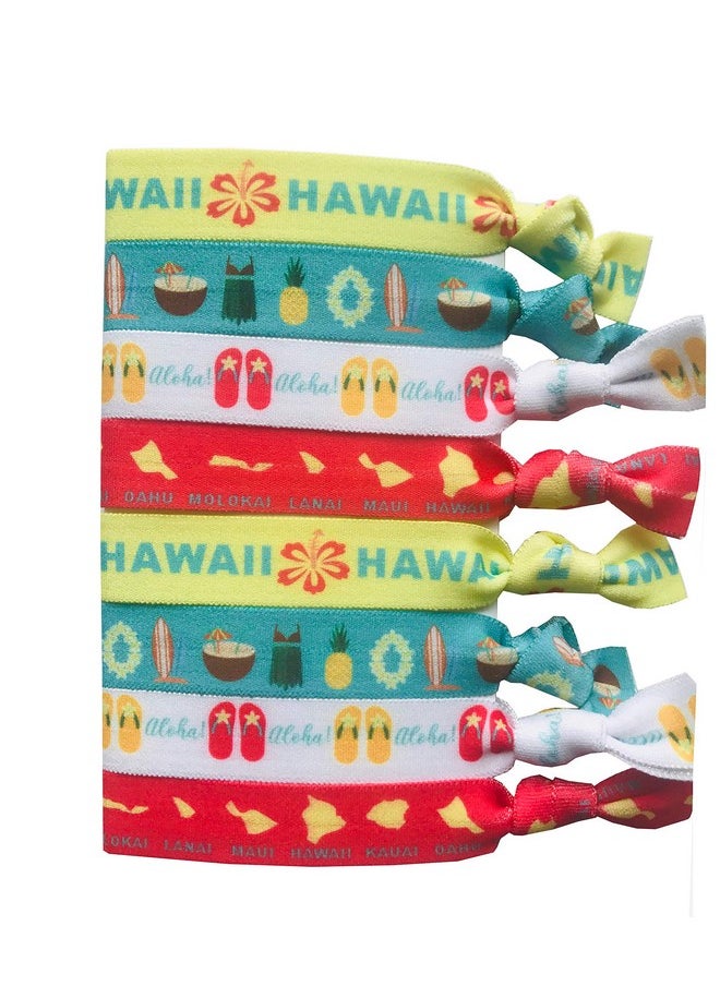 Sportigift 8 Piece Hawaiian Hair Ties - Hawaii Gifts, Accessories - Aloha, Hawaiian Islands - 8 Count  - Image 1