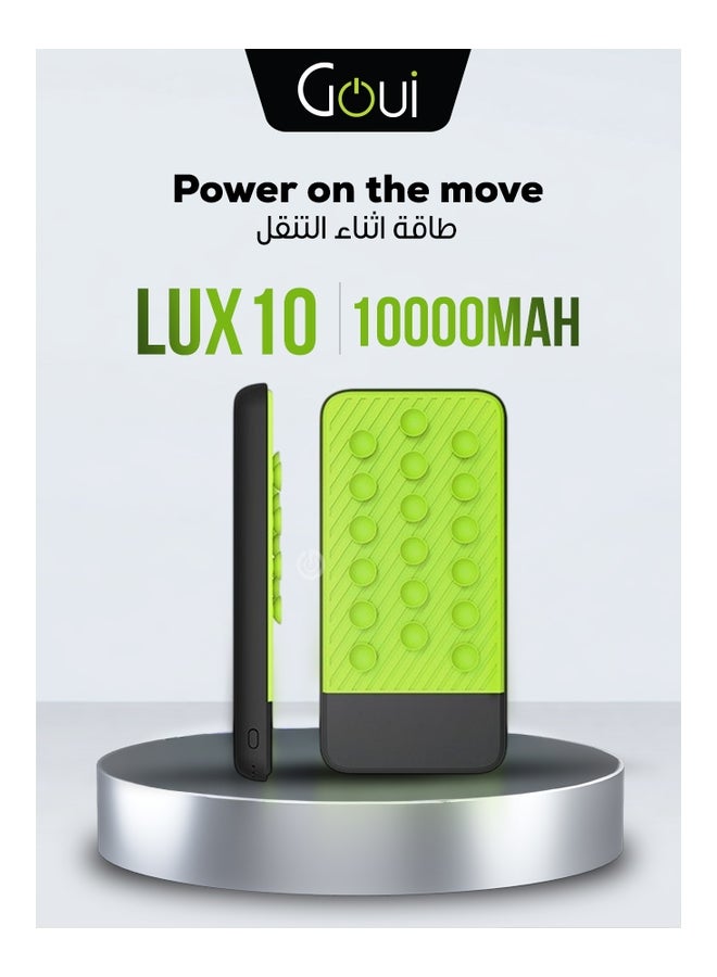 جوي بنك الطاقة لوكس 10 سعة 10000mAh + شاحن لاسلكي - شحن سريع، تقنية Qi، Power Delivery 18W، تقنية Qualcomm Quick Charge 3.0، شحن ذكي مع منافذ USB وType-C أسود/أخضر - Image 1
