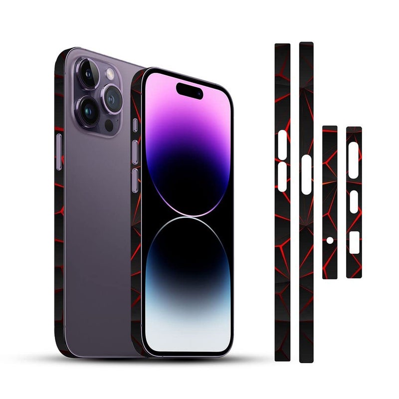 FCS Side Panel Vinyl Sticker Edge Side Skin for iPhone 14 Pro | Crome Film Wrap Stickers | All Side Sticker Vinyl Protector Sticker FCS-20 (Dark Wall) - Image 1