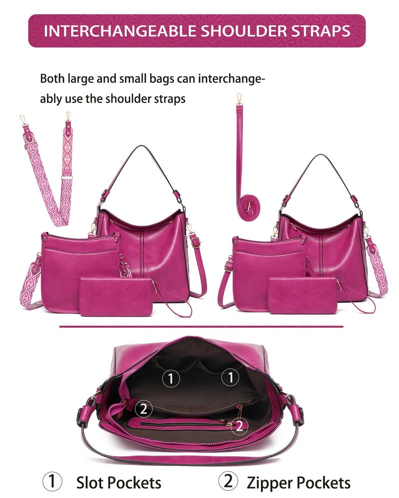 BAVERGE Purses for Women 3PCS, Crossbody Bags Set Large Leather Purse Shoulder Handbags with Wallet Adjustable Straps for Ladies Tote - Image 5
