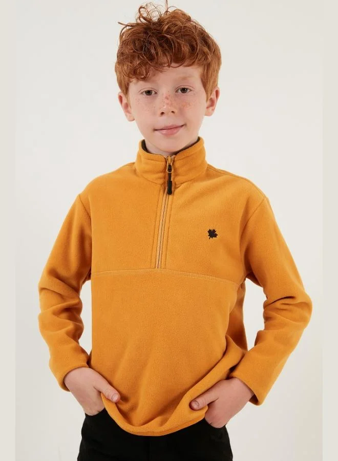 ليلا ليلا سويت شيرت شتوي قطيفة ناعم بياقة واقفة بسحاب للجنسين للأطفال