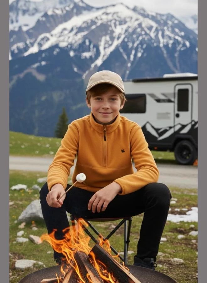 ليلا ليلا سويت شيرت شتوي قطيفة ناعم بياقة واقفة بسحاب للجنسين للأطفال