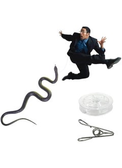 Snake Prank with String Clip Snake on a String Prank Clip on Snake Prank Realistic Snake Prank for Golf Fake Snake with String and Clip Realistic Rubber Snake Toy for Keep Birds Away