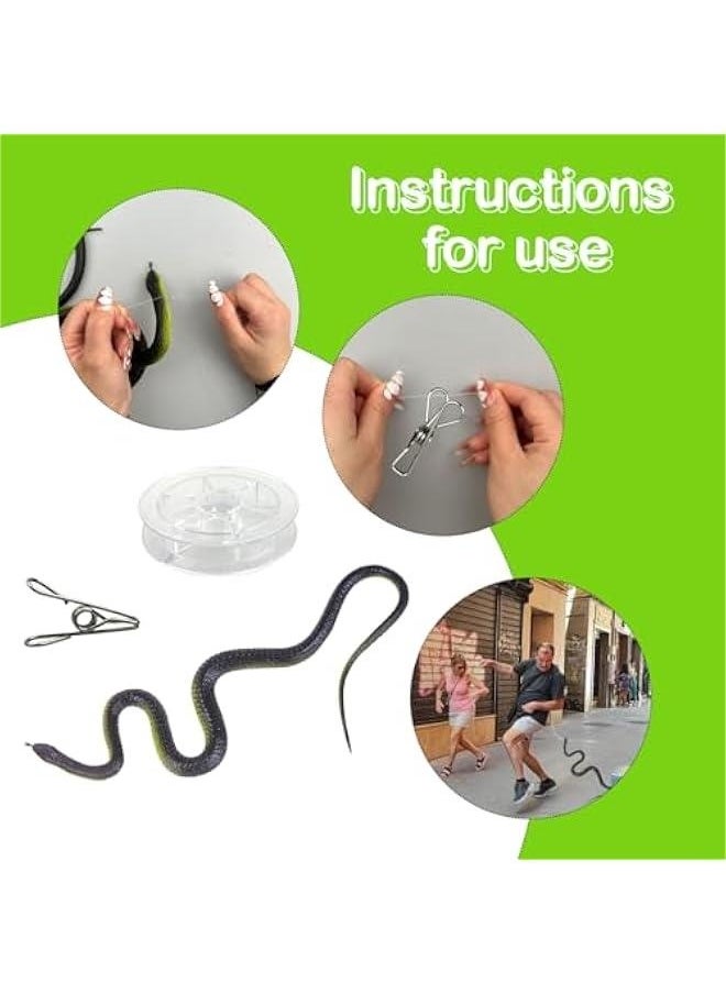 Generic Snake Prank with String Clip Snake on a String Prank Clip on Snake Prank Realistic Snake Prank for Golf Fake Snake with String and Clip Realistic Rubber Snake Toy for Keep Birds Away  - Image 4