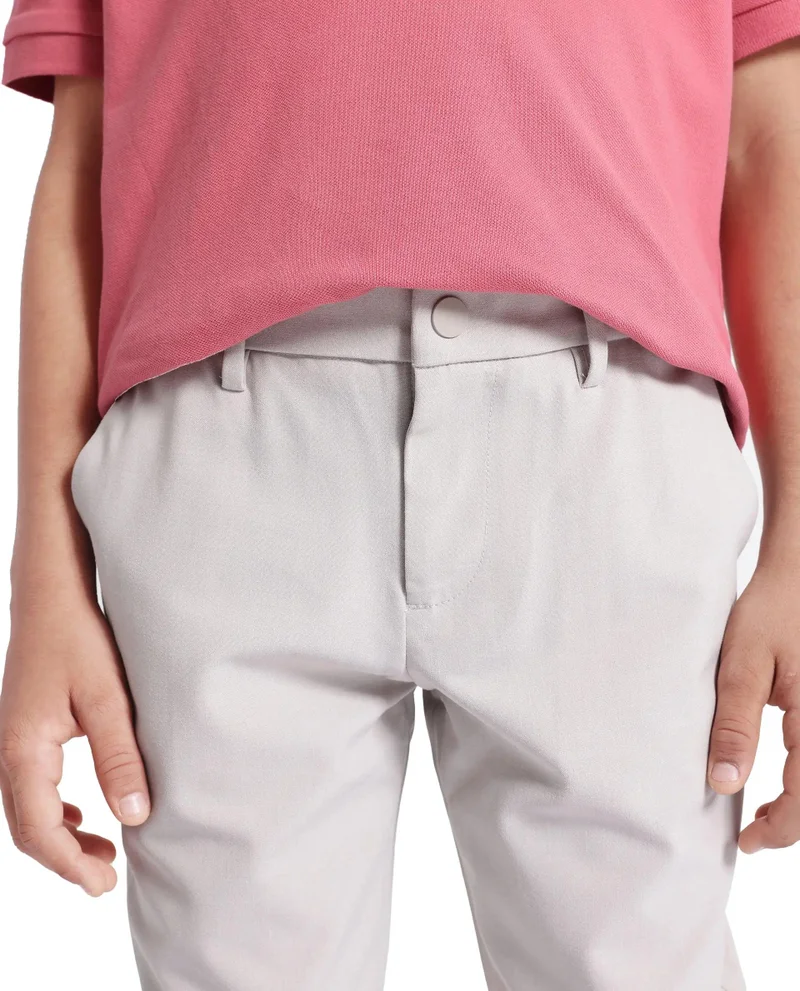 Rare Ones Rare Ones Kids Trove Light Beige Cotton Poly Regular Fit Solid Trouser