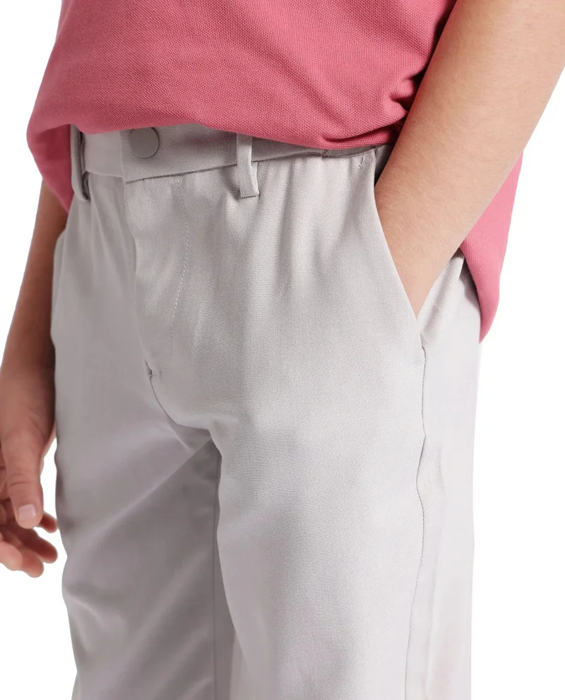 Rare Ones Rare Ones Kids Trove Light Beige Cotton Poly Regular Fit Solid Trouser