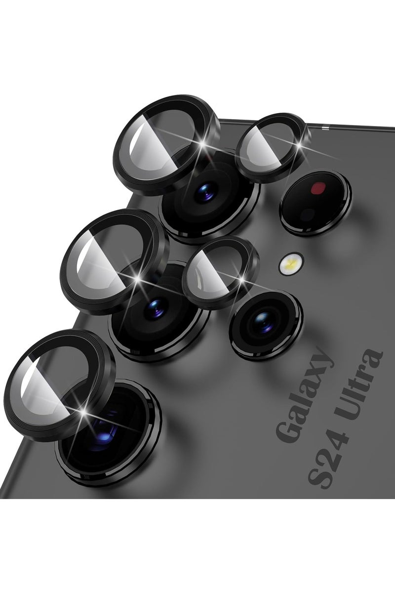 Camera Lens Screen Protector Compatible with Samsung Galaxy S24 Ultra 5G Metal 9H Tempered Glass Camera Protection for Samsung S24 5G - Black - Image 1