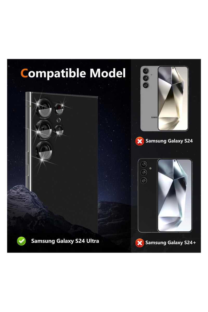 Camera Lens Screen Protector Compatible with Samsung Galaxy S24 Ultra 5G Metal 9H Tempered Glass Camera Protection for Samsung S24 5G - Black - Image 2