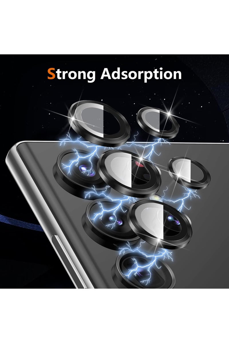 Camera Lens Screen Protector Compatible with Samsung Galaxy S24 Ultra 5G Metal 9H Tempered Glass Camera Protection for Samsung S24 5G - Black - Image 3