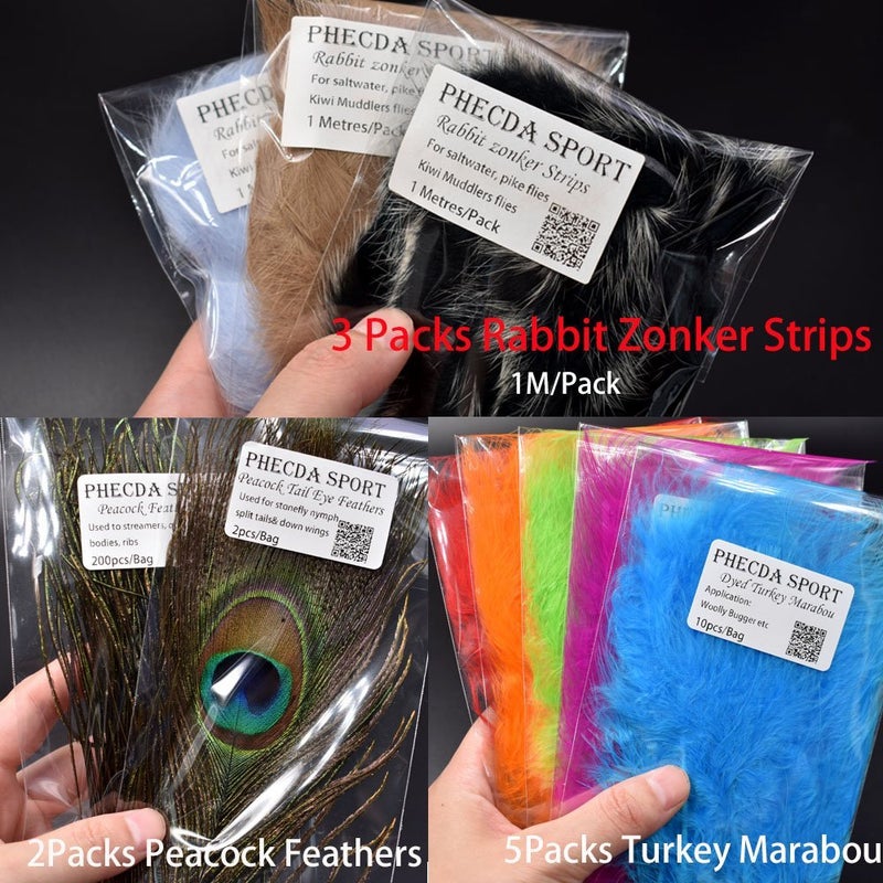 PHECDA PROFLY Feathers Fur Thread Crystal Flash Line Hooks Fly Tying Materials Starter Kits (Fly Tying Materials Set) - Image 5