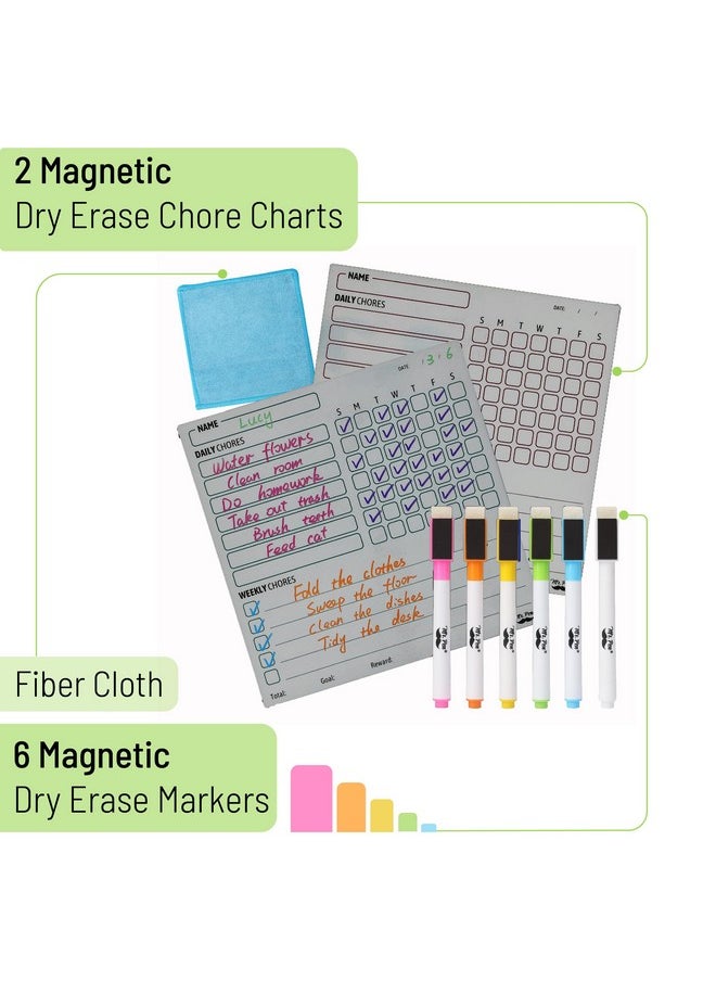 - Magnetic Dry Eraser Chore Chart For Multiple Kids, 2 Pack, Kids Chore Chart With 6 Eraser Cap Markers, Chore Board, Magnetic Chore Chart For Refrigerator, Dry Erase Chore Chart Magnetic