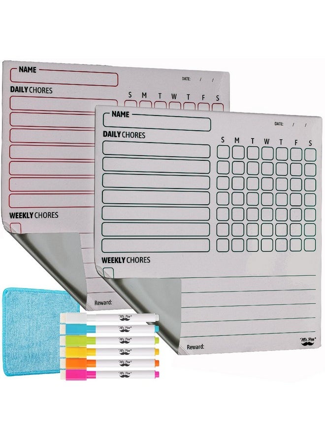 - Magnetic Dry Eraser Chore Chart For Multiple Kids, 2 Pack, Kids Chore Chart With 6 Eraser Cap Markers, Chore Board, Magnetic Chore Chart For Refrigerator, Dry Erase Chore Chart Magnetic