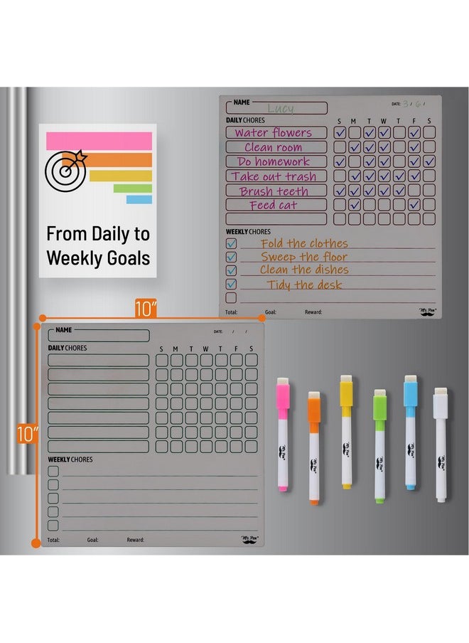 - Magnetic Dry Eraser Chore Chart For Multiple Kids, 2 Pack, Kids Chore Chart With 6 Eraser Cap Markers, Chore Board, Magnetic Chore Chart For Refrigerator, Dry Erase Chore Chart Magnetic