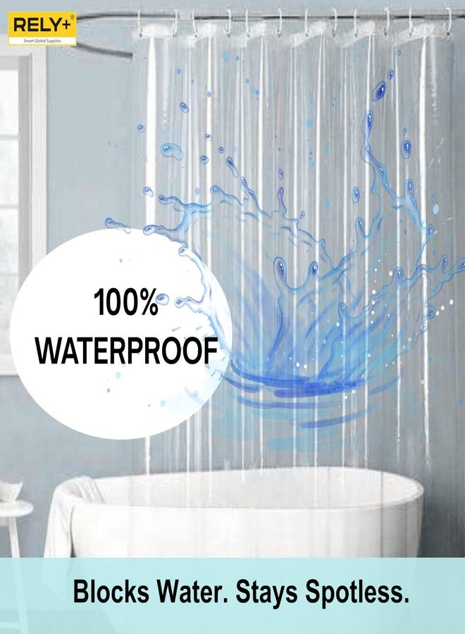RELY+ Shower Curtain Liner with Magnets | 72X72 inches | Clear PEVA, 70 GSM Premium Thickness | Fits Standard Shower, Waterproof, Odour-Free, Rustproof Grommets - Image 5