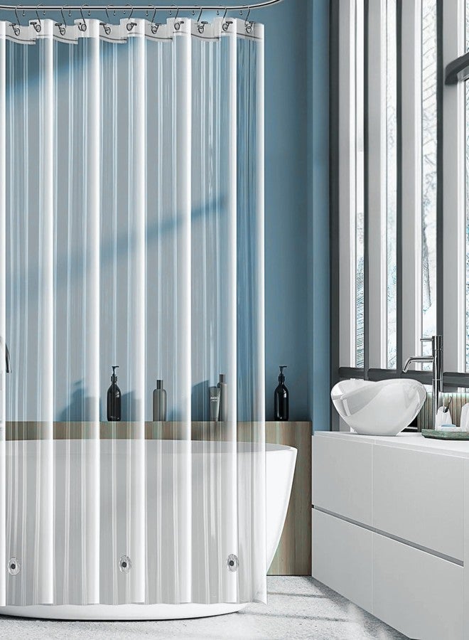 RELY+ Shower Curtain Liner with Magnets | 72X72 inches | Clear PEVA, 70 GSM Premium Thickness | Fits Standard Shower, Waterproof, Odour-Free, Rustproof Grommets - Image 1