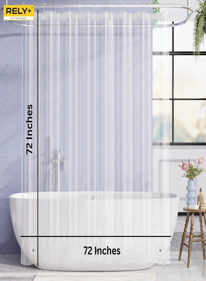 RELY+ Shower Curtain Liner with Magnets | 72X72 inches | Clear PEVA, 70 GSM Premium Thickness | Fits Standard Shower, Waterproof, Odour-Free, Rustproof Grommets - Image 4
