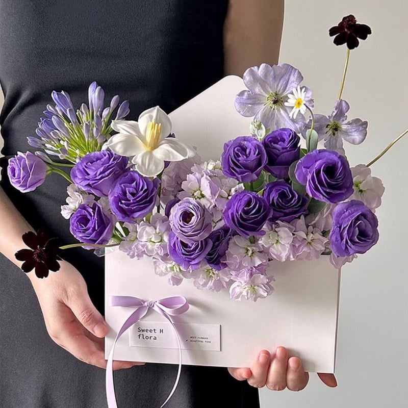 BBJ WRAPS Envelope Flower Boxes for Arrangements Solid Color Korean Floral Box Cardboard Floral Envelope Box Florist Supply, 8.7 x 1.6 x 10.6 Inch - 5 Counts - Image 1