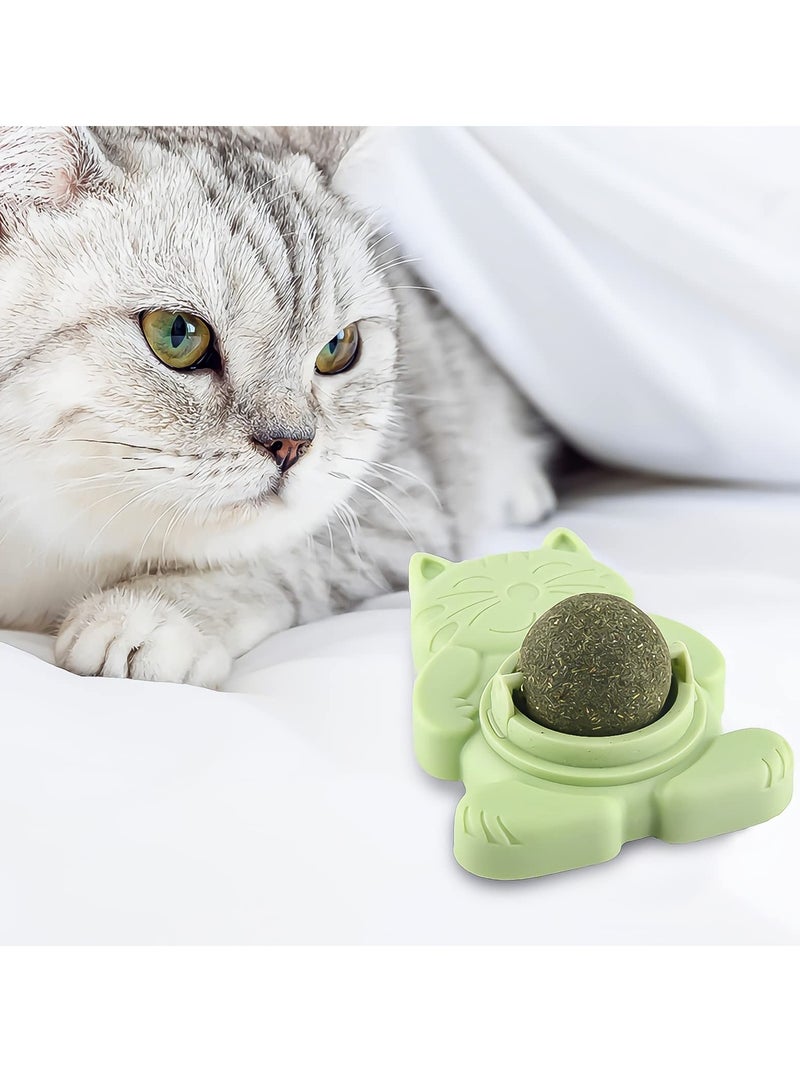KASTWAVE 3 Pcs Catnip Ball Toy, Catnip Ball Cat Rotating Edible Cat Lick Ball Self Stick Teething Catnip Ball Toy Wall Snack Edible Healthy Kitten Chew Toy - Image 3