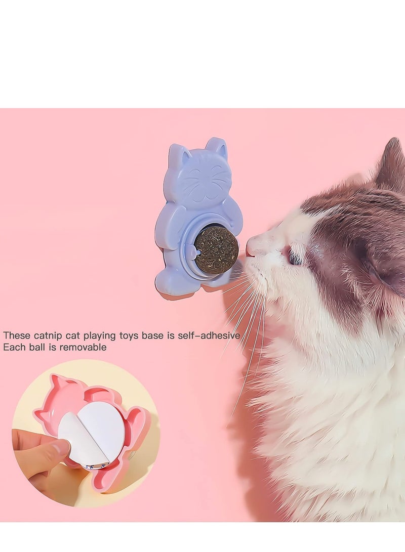 KASTWAVE 3 Pcs Catnip Ball Toy, Catnip Ball Cat Rotating Edible Cat Lick Ball Self Stick Teething Catnip Ball Toy Wall Snack Edible Healthy Kitten Chew Toy - Image 5