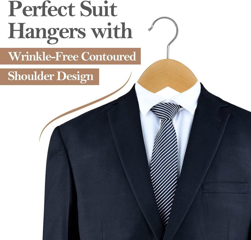 Evolluxi Premium Wooden Hangers Durable & Slim Coat Hanger -Solid Wood Suit Hangers with 360-Degree Rotatable Hook - Wood Hangers with Shoulder Grooves (Beige, 60) - Image 4