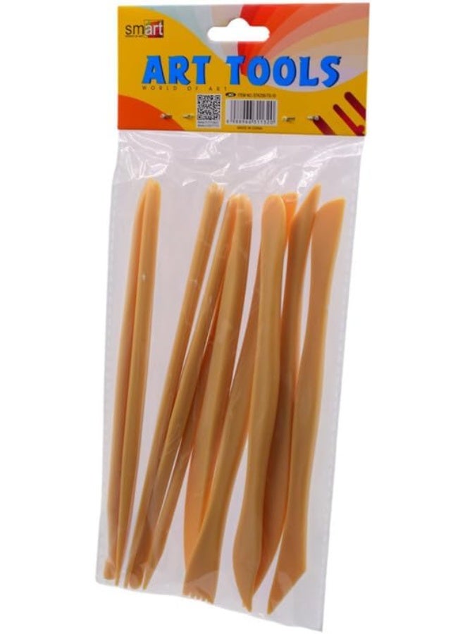Smart 10 Pieces Plastic Art Tools For Clay, Painting and Modeling - Beige - Image 2