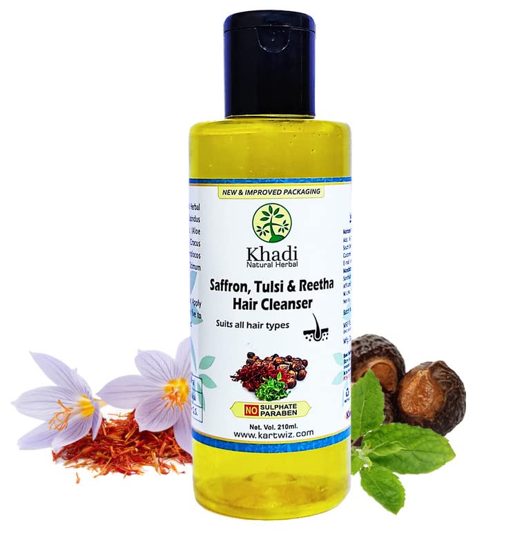 Khadi Natural Herbal Khadi Natural Herbal Saffron Tulsi and Reetha Shampoo Yellow 1260 ml 6 count - Image 3