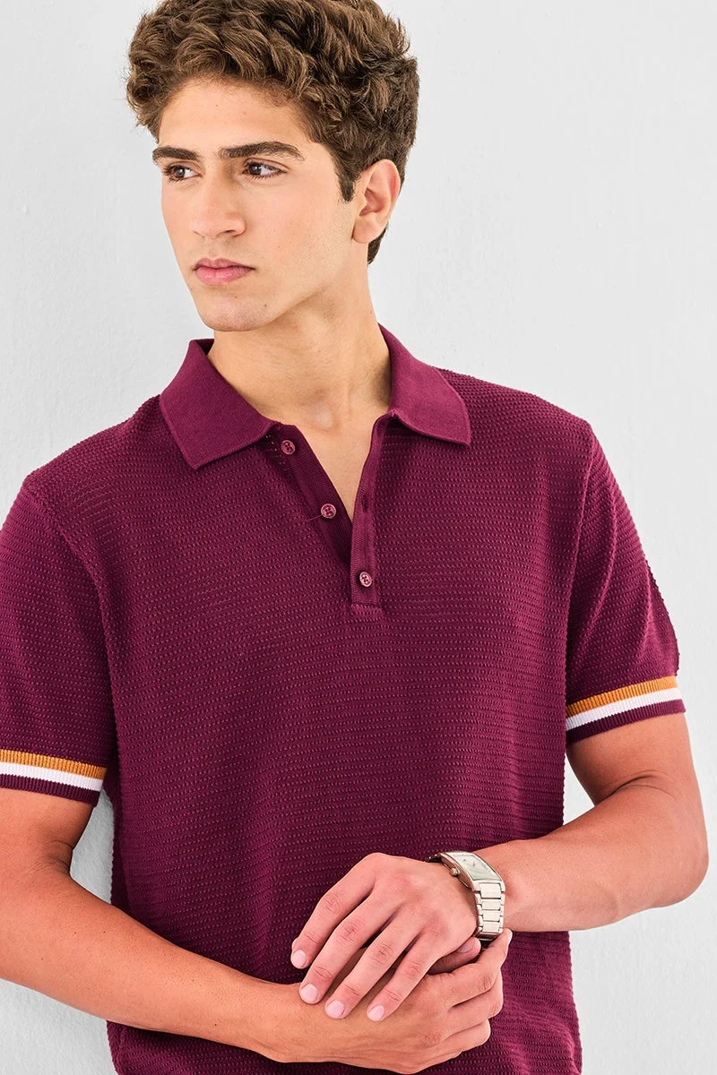 SNITCH 100% Cotton Crochet Polo T-Shirt