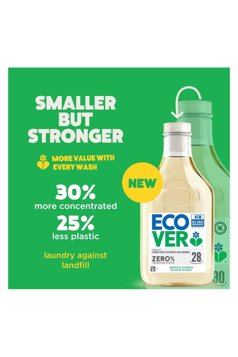 Ecover Zero Laundry Liquid Concentrated For Sensitive Skin Zero Fragrance & Colouring 28 Washes 1Litre - Image 2