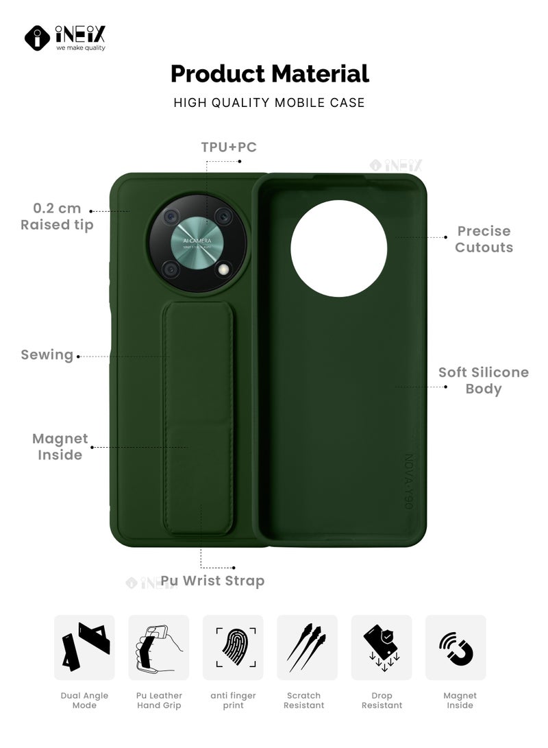 إينيكس جراب حماية 3 في 1 مغناطيسي ذو مسند للهاتف وسوار لأصابع اليد لهاتف هواوي نوفا Y90 -  أخضر - Image 2