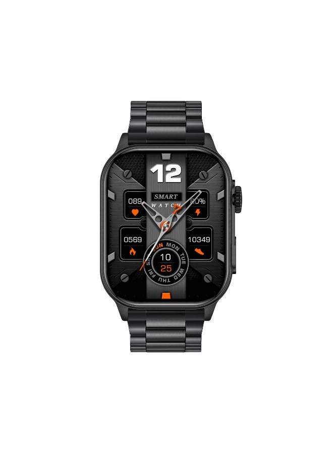 LIGE New Smart Watch for Men Outdoor Sports LED Flashlight 2.01" HD Large Screen with Big Battery Bluetooth Call AI Voice Waterproof Silicone & Metal Double Black Strap - Image 2