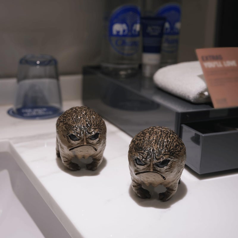KYVANDO Grumpy Frog Statue, Frog Decor Figurine for Desk & Home, Weird Angry Frog Sculpture, Mini Frog Ornament, Unique Frog Gift with Box, 1pcs - Image 3