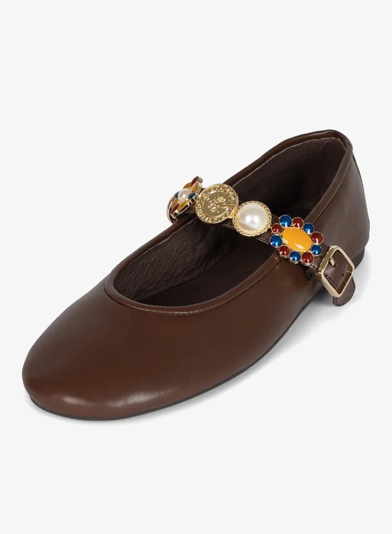 Jeffrey Campbell Dark Tan Amarris Ballerinas for Women | Best Price UAE