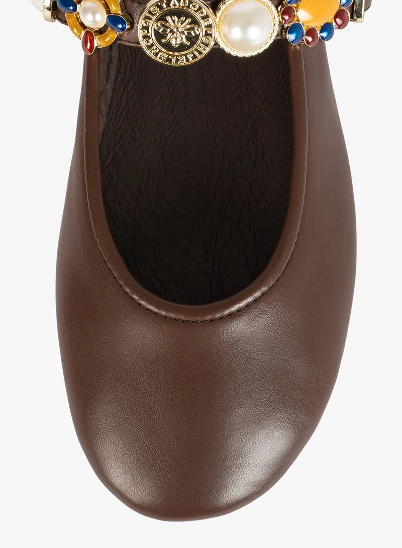 Jeffrey Campbell Dark Tan Amarris Ballerinas for Women | Best Price UAE