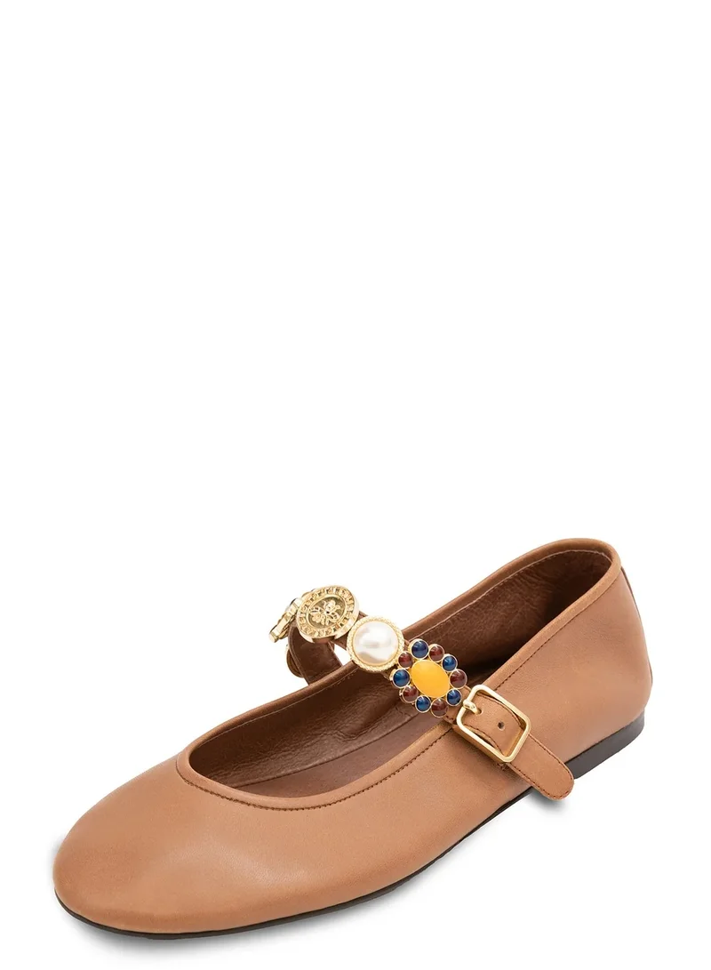 Jeffrey Campbell Dark Tan Amarris Ballerinas for Women | Best Price UAE
