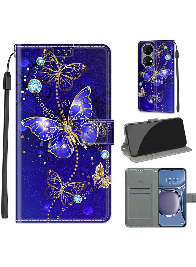Voltage Coloured Drawing Magnetic Clasp Horizontal Flip PU Leather Case with Holder & Card Slots For Huawei P50