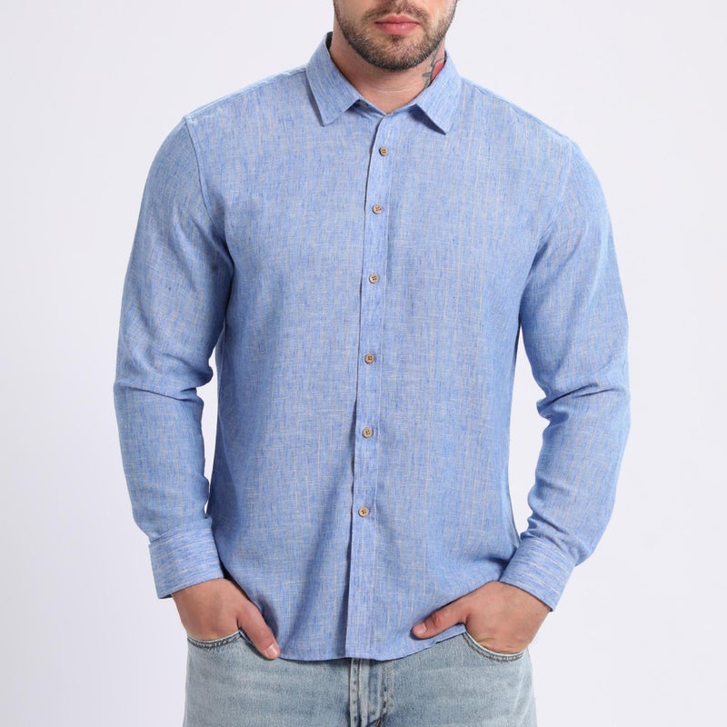 Men's Striped Polyester Long Sleeve Casual Shirt - Image 4