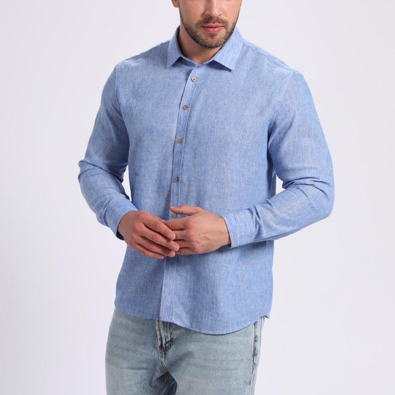 Men's Striped Polyester Long Sleeve Casual Shirt - Image 3