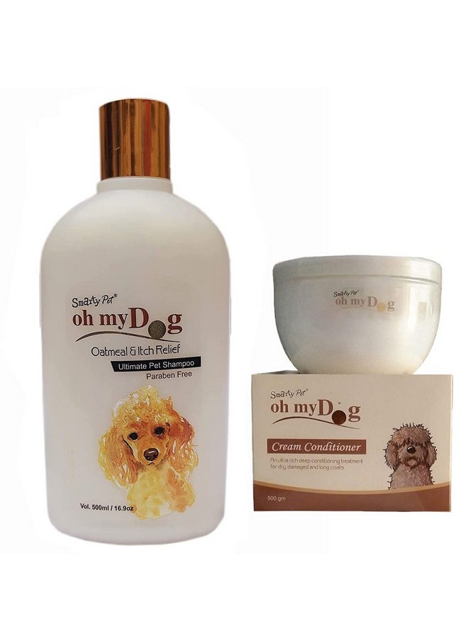 PET Oh My Dog Ultimate Oatmeal and Itch Relief Dog Shampoo-1000 ml with Cream Conditioner  - Image 1