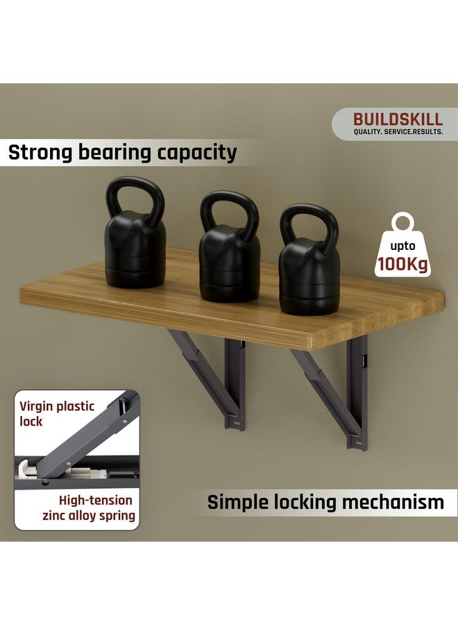 BUILDSKILL حامل رف قابل للطي 16 بوصة من بيلد سكيل، حامل طاولة ثقيل 1.2 مم، مقاوم للتآكل وتصميم موفر للمساحة، حوامل للرفوف الجدارية ومحطات العمل، للاستخدام المنزلي والمكتبي (رمادي دا) (مجموعة من 2) - Image 4