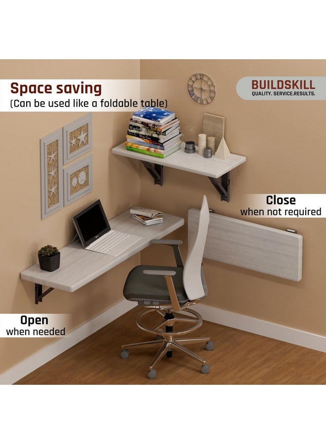 BUILDSKILL حامل رف قابل للطي 16 بوصة من بيلد سكيل، حامل طاولة ثقيل 1.2 مم، مقاوم للتآكل وتصميم موفر للمساحة، حوامل للرفوف الجدارية ومحطات العمل، للاستخدام المنزلي والمكتبي (رمادي دا) (مجموعة من 2) - Image 5